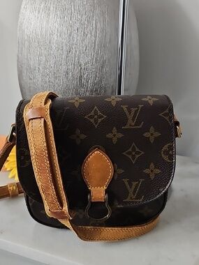 Louis Vuitton Monogram Saint Cloud PM Crossbody Shoulder Bag with Tan Trim